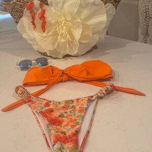 Gorgeous Orange Floral Bikini Set